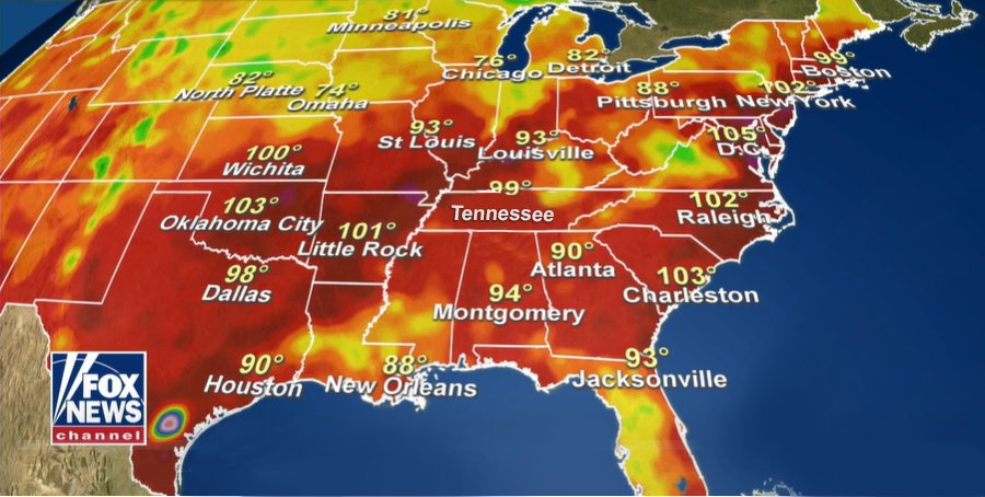 Michigan to New York heatwave map.